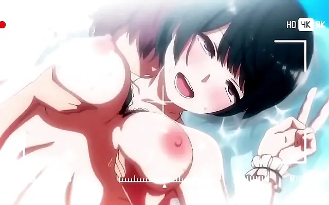 Lace lingerie tease as the horny hentai stud dominates three hot babes