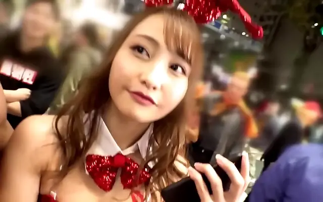 Perky ass bouncing in Shibuya as a wild bunny babe takes it hard and deep
