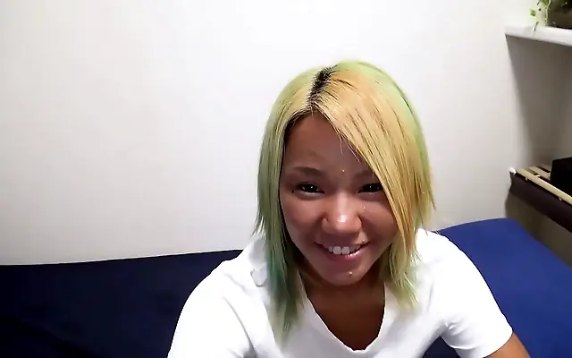Frenzied passion with a shaved Asian beauty's tight embrace