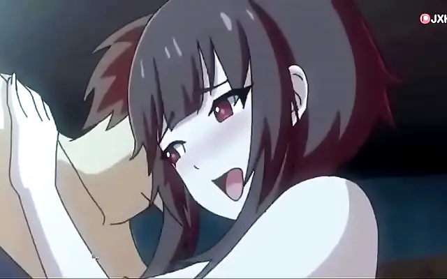 Kazuma fucks Megumin's cute pussy in intense anime action