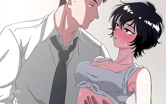 Steamy anime encounter in neon lit streets full of desire and tension