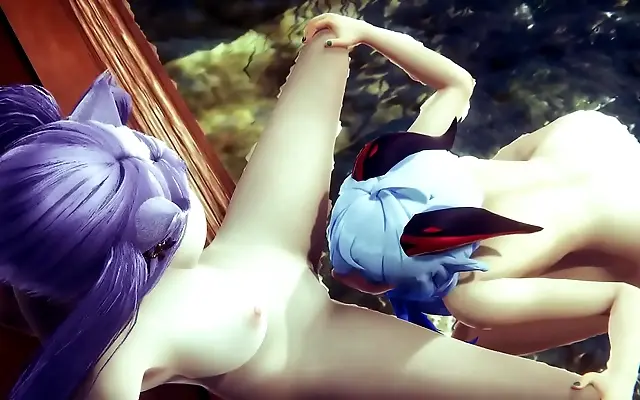 Kitchen clash Ganyu and Keqing creampie creampie Asian anime heat uncensored