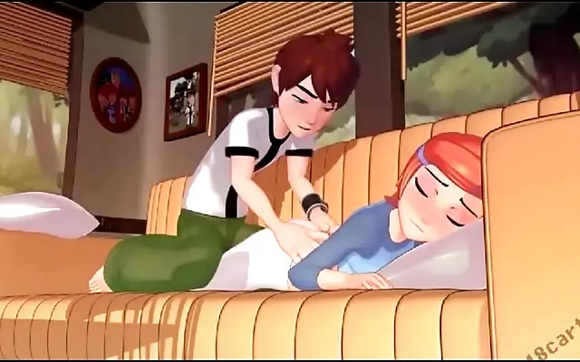 Office fantasy with a busty anime vixen teasing her coworker in 3D