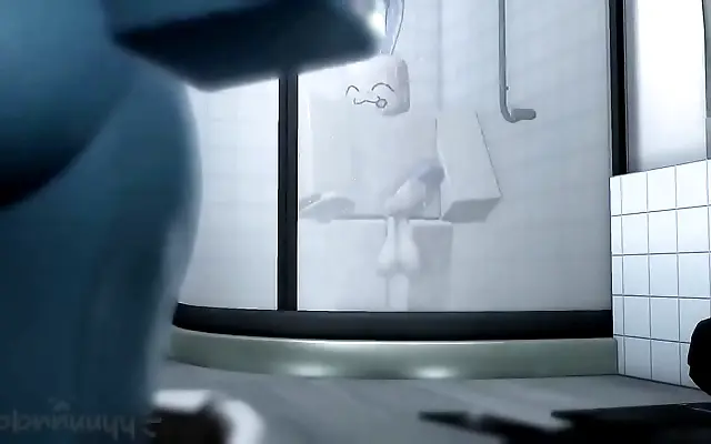 Two blue teens ignite steamy Roblox passion with explosive cumshot climax