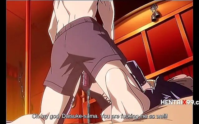 Girls scissoring in a dimly lit dungeon during a wild threesome with bound anime vixens