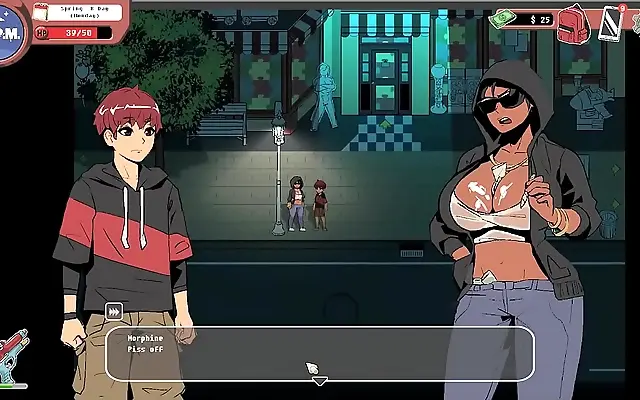 Leather-clad mistress rides her sub in spooky hentai game