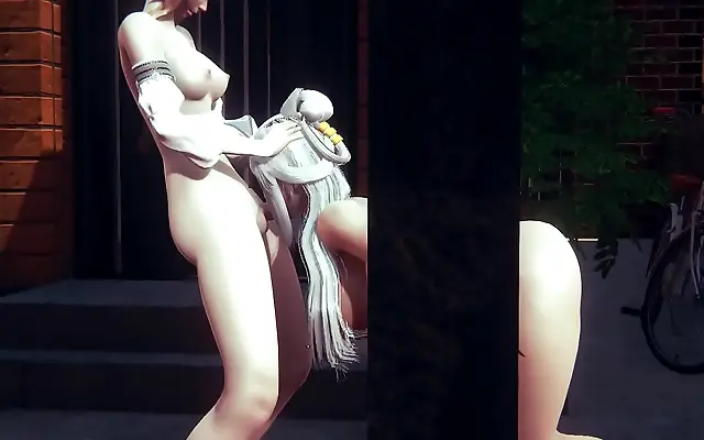Cum filled mouth after intense blowjob by Ningguang futanari in Japanese anime porn scene
