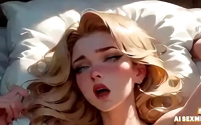 Hot blonde fantasy with big cock and sensual AI blowjob in 3D