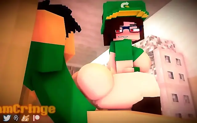 Lace lingerie bliss in Minecraft anal ecstasy