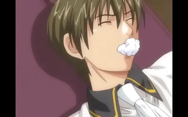 Against the wall she surrendered to his commanding grip in this steamy anime encounter
