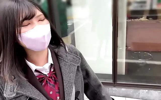 Kitchen fun with a horny Japanese teen ready for creampie after blindfold play