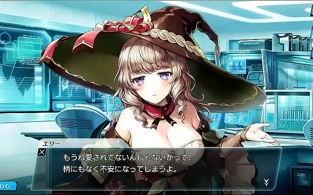 Crimson haze seduces Ellie in forbidden anime fantasy
