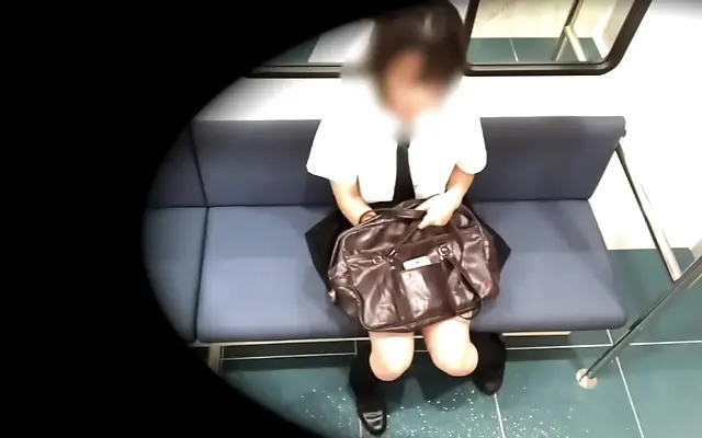 Intense arousal builds as she discreetly touches herself under her bag on the train