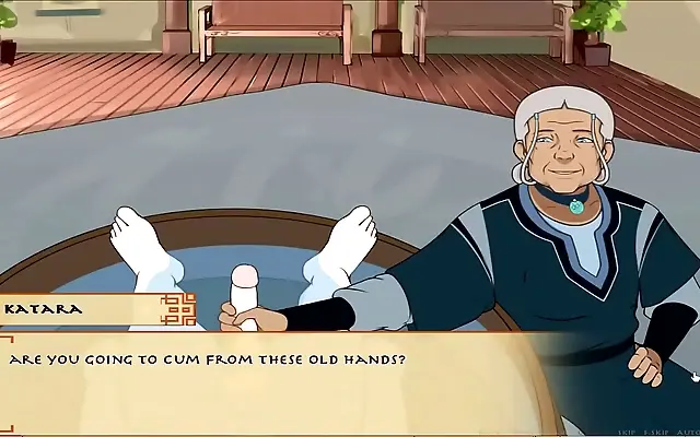 Bathroom Encounter Busty Old Lady in Hentai Visual Novel