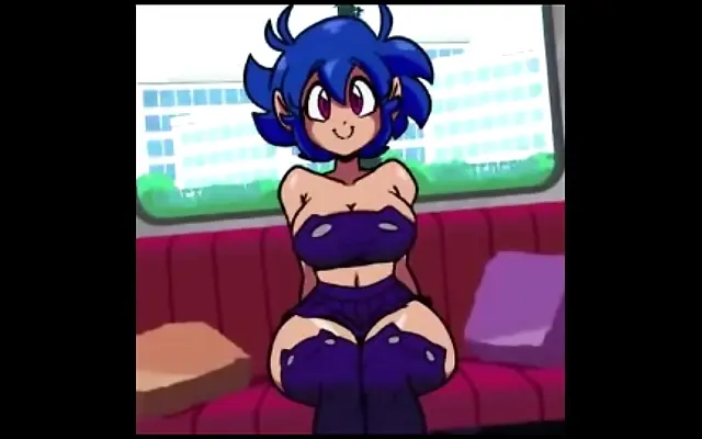 Lustful Blue Haired Anime Babe Shows Off Her Big Tits and Ass