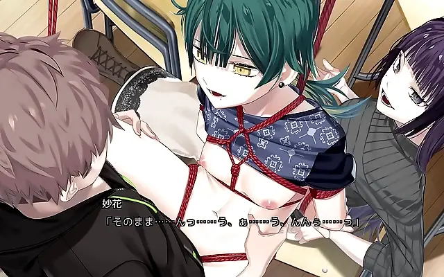 Lace lingerie tease between Taeka and Hazuki in steamy hentai prison fantasy