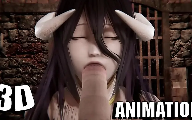 Bedroom hardcore with Albedo uncensored 3D hentai action