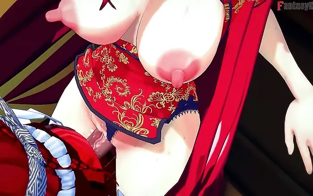 Rias Gremory seduces in kimono at summer festival fantasy