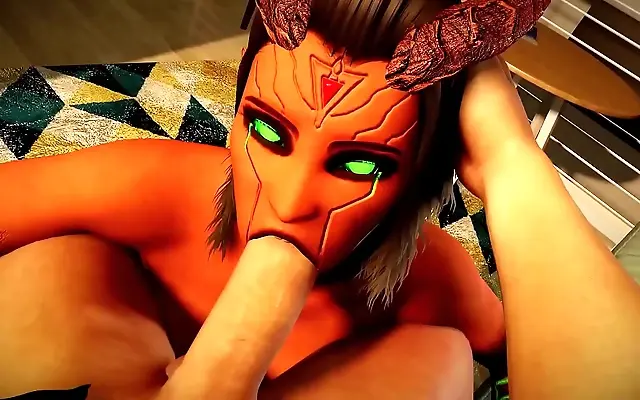 Office Intern Seduces Boss with Toxic Green Eyes and Busty Curves in 3D