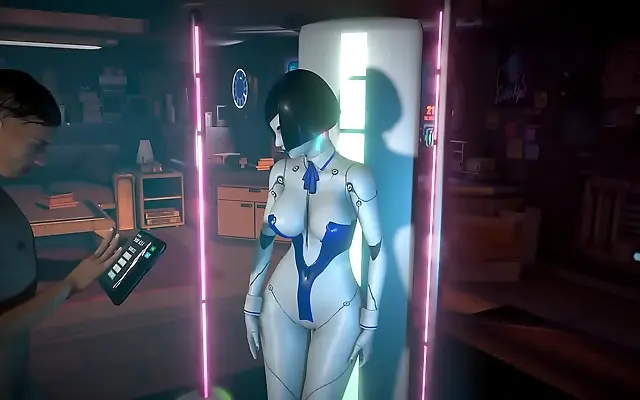 Kitchen Test Run for Busty Robot Babe's Sensual Upgrade Sequence