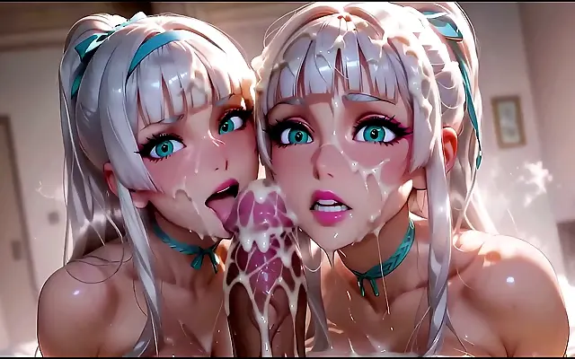 Hot 3D Hentai Threesome with Busty Curvy Step Sisters in Sexy Outfits