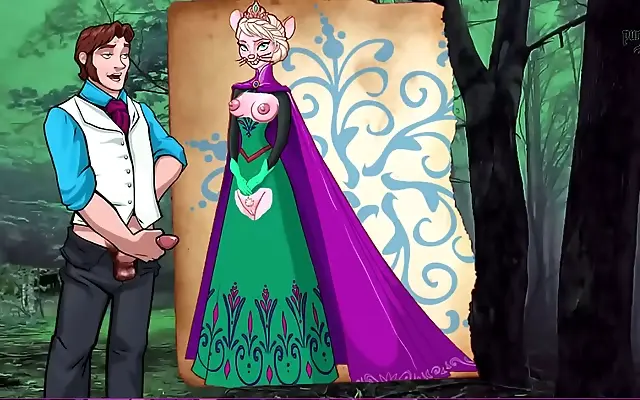 Close up on Elsa's bare chest as she teases with icy breath