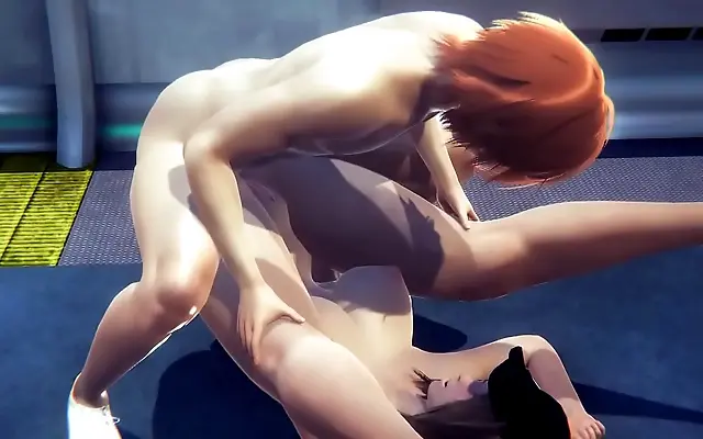 Three passionate lovers explore explicit pleasures on a train floor in uncensored Hentai