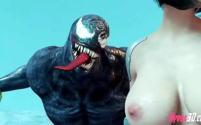 Lace lingerie rasgada enquanto Alita &eacute; prensada por Venom em cena ardente
