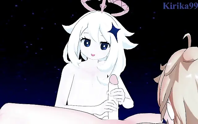 +高潮 这里 视频在线观看 Paimon interrupts Lumine and Aether's secret tryst for a wild three way