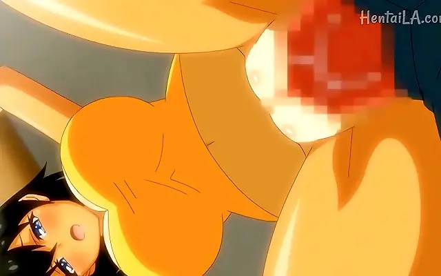 From behind her big ass in hot anime action
