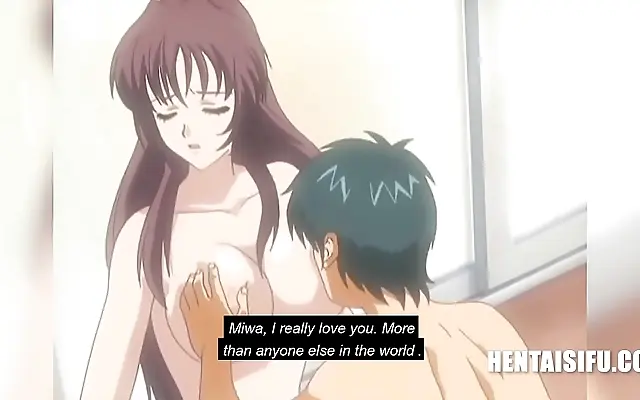 Frenzied Japanese teen obsessed with stepbrother's wife in taboo anime fantasy
