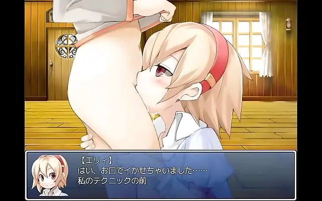 Beneath the Desk Elly Sucks Him Off in a Steamy Hentai Game Scene