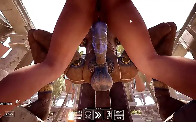 Lara Tempts a Giant Statue's Cock in the Arena 3D Hentai