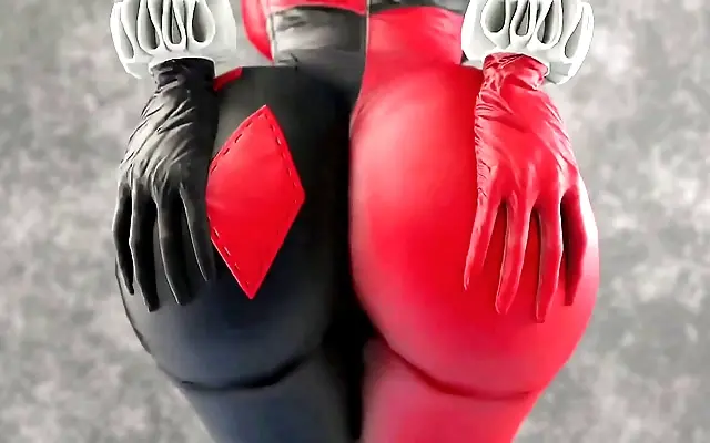 Behind her curves they press close in a steamy 3D embrace