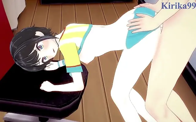 Frenzied passion between Houshou Marine and Oozora Subaru in hot 3D anime action