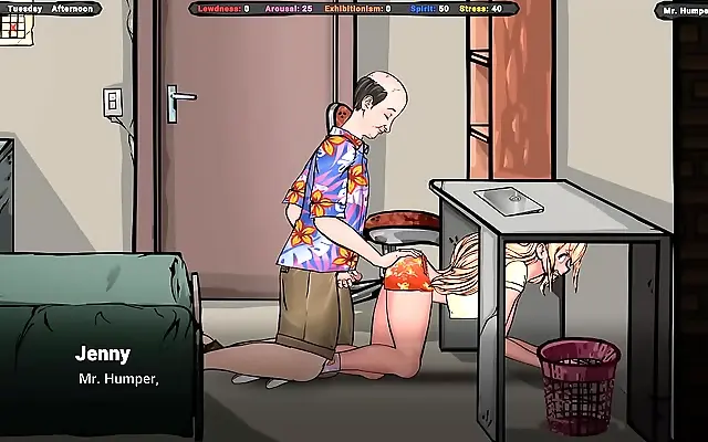Secretly Cumming on Jenny's Curvy Ass in the Hentai Landlord Game
