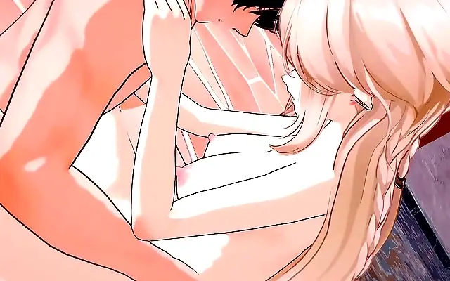 Busty anime vixen takes creampie after steamy 3D blowjob and anal