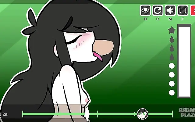 Close up on her lips as she takes the cock in this intense hentai game