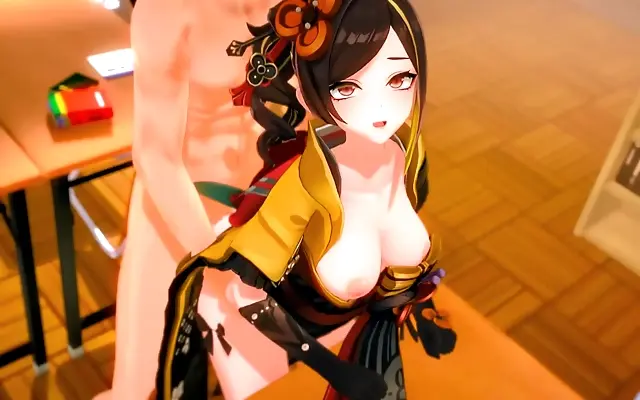 Tangled Sheets Doggystyle with Anime Goddess Kanzaki