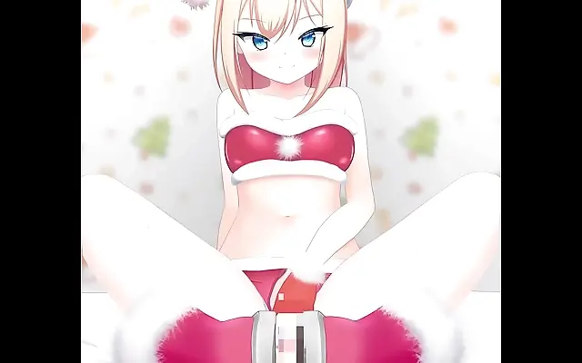 Crimson lights glow as cute Santa gives a festive footjob in animated ecstasy