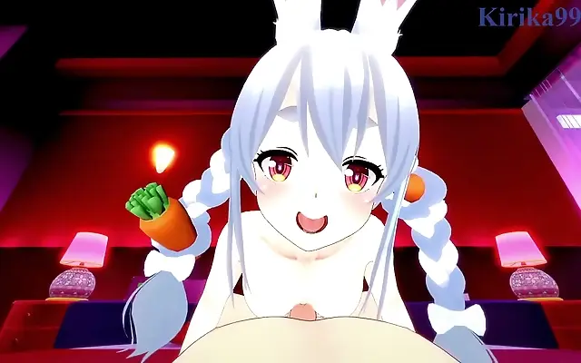 Frenzied passion with Usada Pekora in intense 3D anime heat