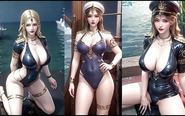 成全视频 一伦 人妻一区二区 吸奶 Frenzied allure of the busty navy beauty in AI art