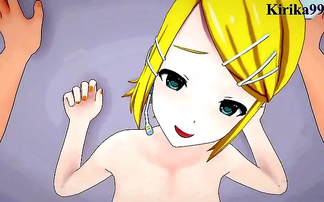 Fucking hard in the neon-lit club with Hatsune Miku and Kagamine Rin at nightcord