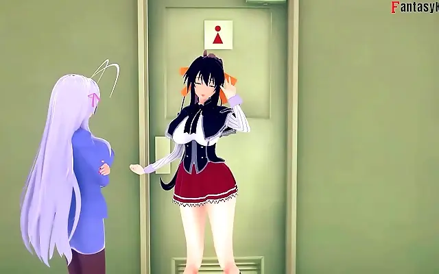 Akeno Watches as I Take Kuroka in This Steamy Anime Fantasy