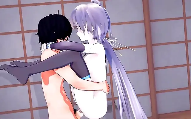 Luo Tianyi 3D Hentai Clip Red Eyes Cute Outfit Teen Blowjob Creampie