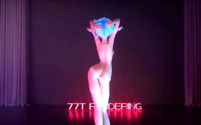 Lace lingerie tease in surreal MMD fantasy world with SfM magic