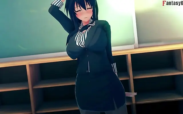 Beneath the Desk Akeno the Busty Teacher Gets Fucked in 3D Hentai
