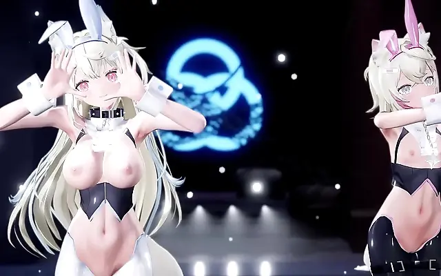 Climaxing in fluffy ecstasy as the VTuber pulses with MMD energy