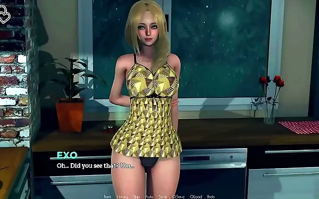 Mirror reflection heats up with big boobed beauty in steamy game action