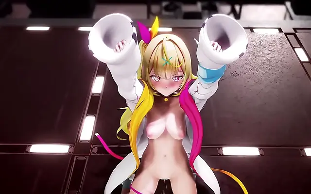 Snowy rooftop under moonlight idol performance by starry vtuber